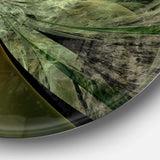 Green and Yellow Glossy Fractal Flower - Floral Metal Circle Wall Art
