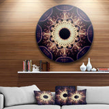 Rounded Symmetrical Yellow Fractal Flower - Floral Round Metal Wall Art