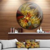 Bright Yellow Symmetrical Flower Design - Floral Oversized Circle Metal Wall Art
