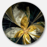 Symmetrical White Gold Fractal Flower - Floral Large Metal Circle Wall Art