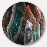 Brown Psychedelic Fractal Metal Grid Art - Abstract Metal Circle Wall Art