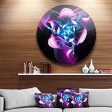 Blue Purple Large Fractal Flower Design - Abstract Round Metal Wall Art