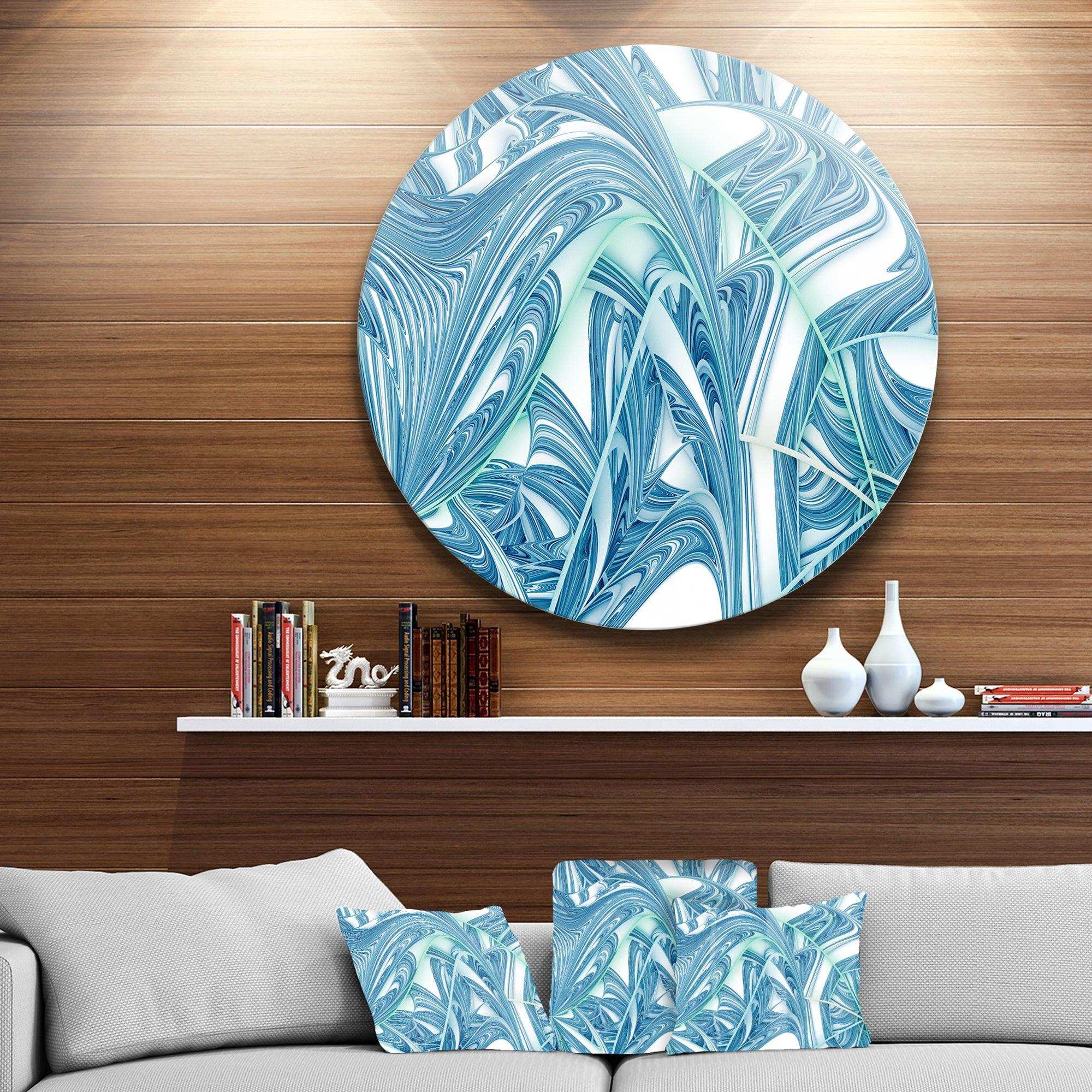 Unique Blue Fractal Design Pattern - Abstract Circle Metal Wall Decor