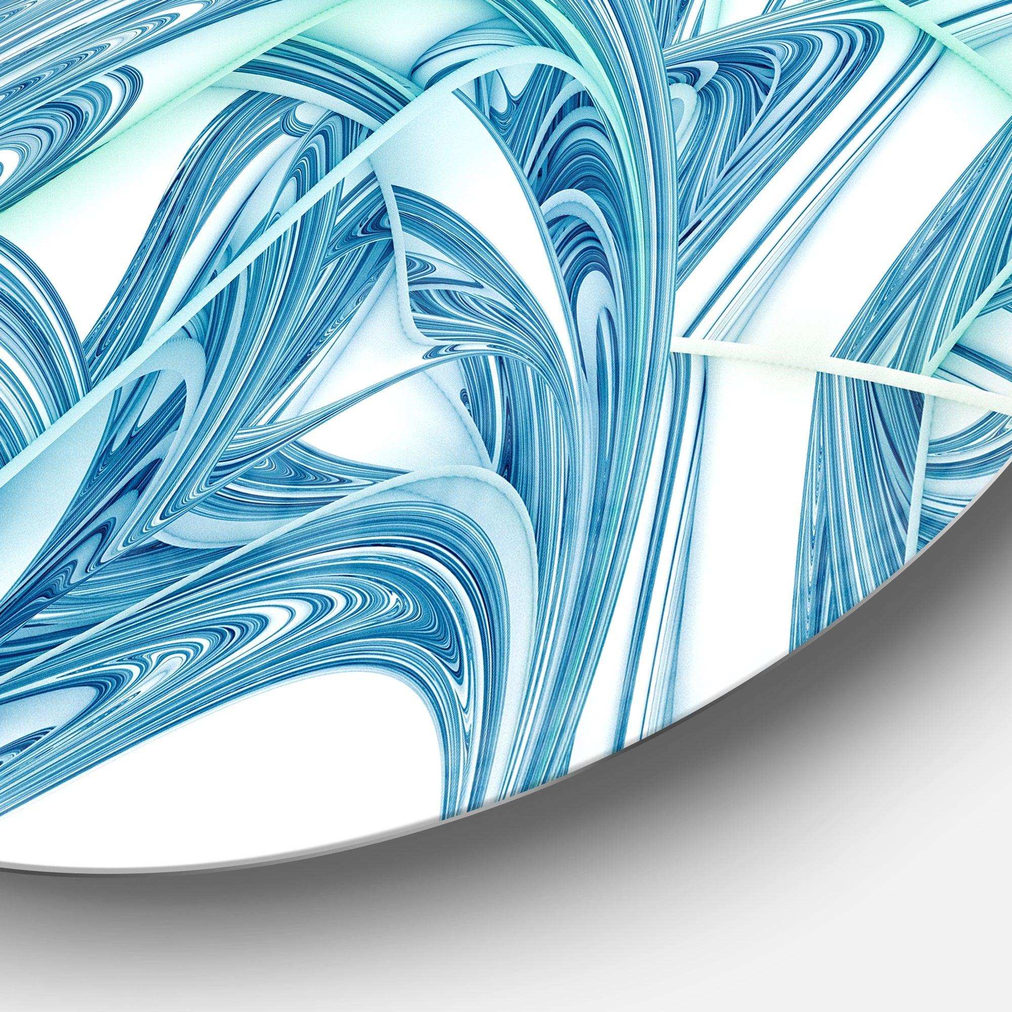 Unique Blue Fractal Design Pattern - Abstract Circle Metal Wall Decor