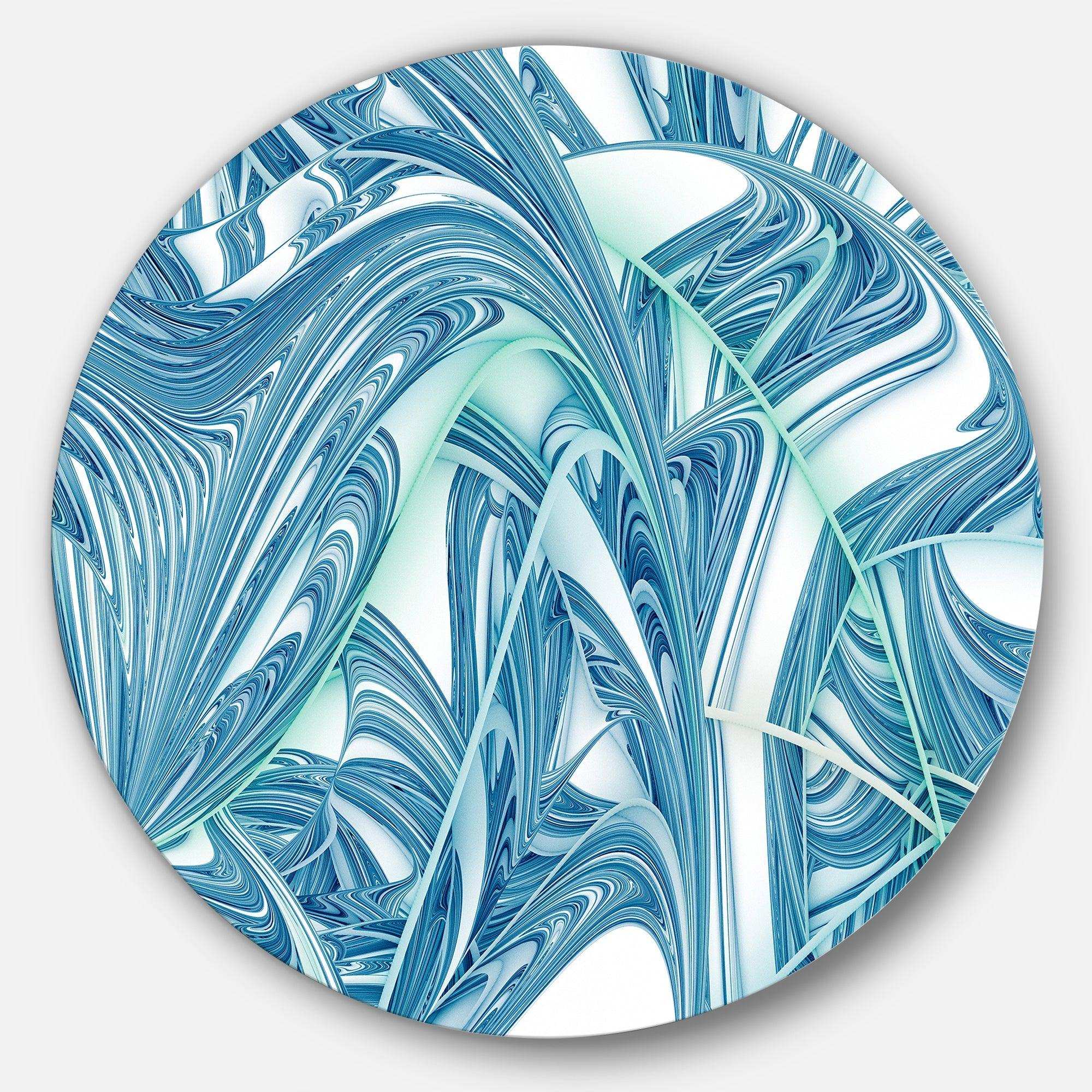 Unique Blue Fractal Design Pattern - Abstract Circle Metal Wall Decor