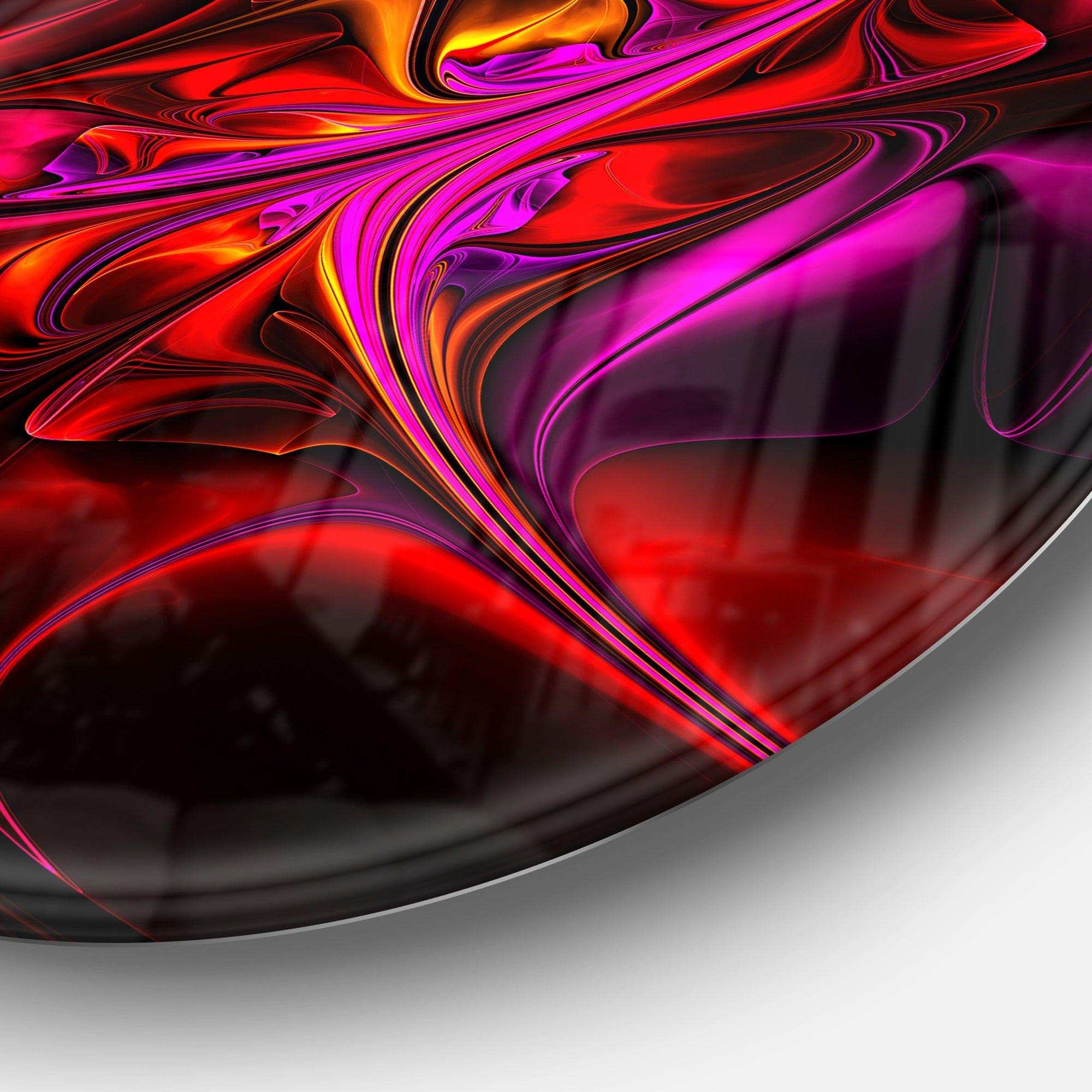 Multi Colored Magenta Stained Glass - Floral Oversized Circle Metal Wall Art