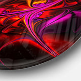 Multi Colored Magenta Stained Glass - Floral Oversized Circle Metal Wall Art