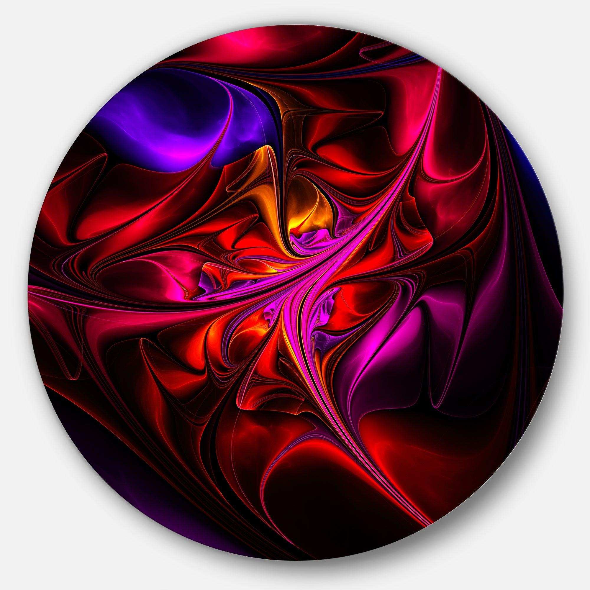 Multi Colored Magenta Stained Glass - Floral Oversized Circle Metal Wall Art