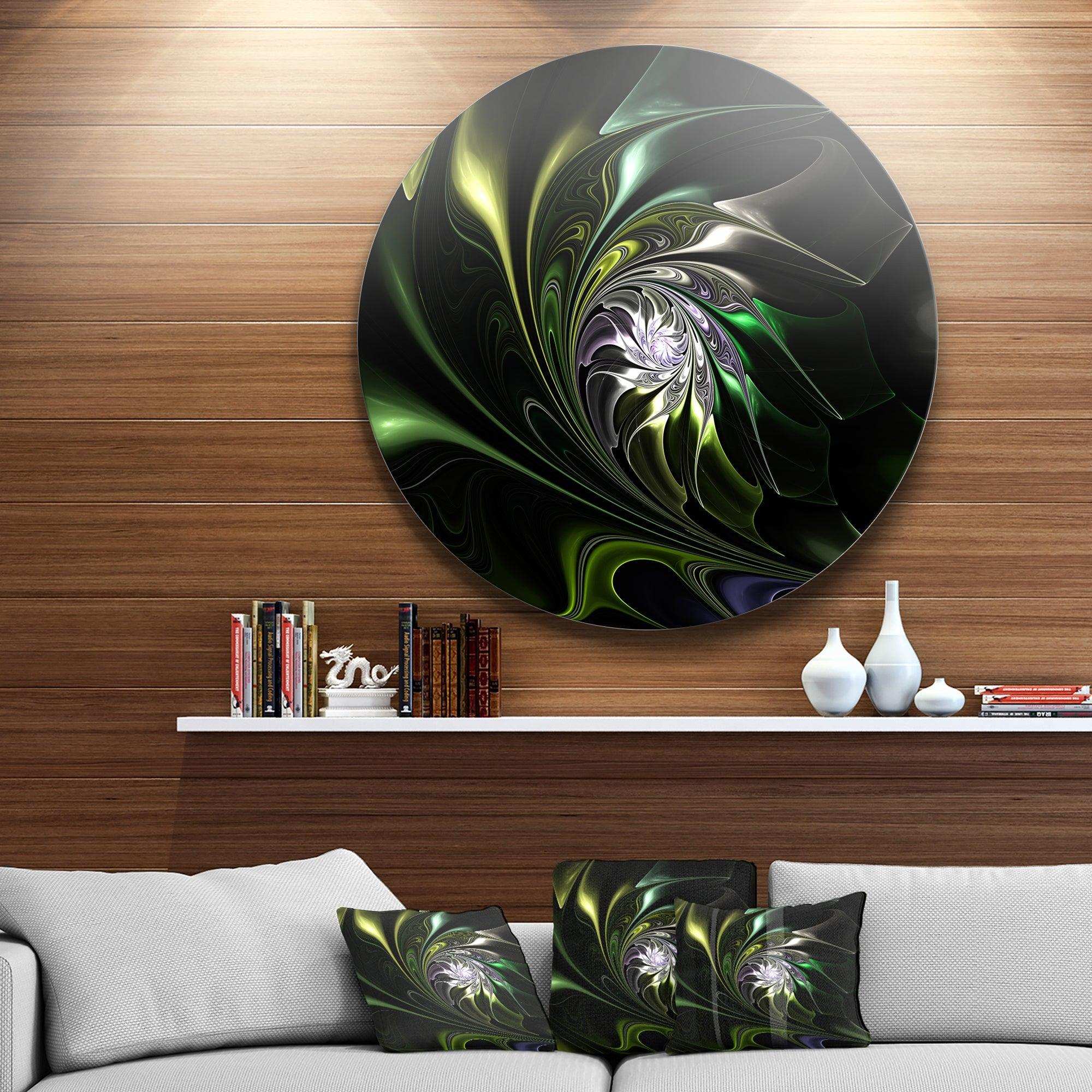 Multi Colored Green Stained Glass - Floral Metal Circle Wall Art