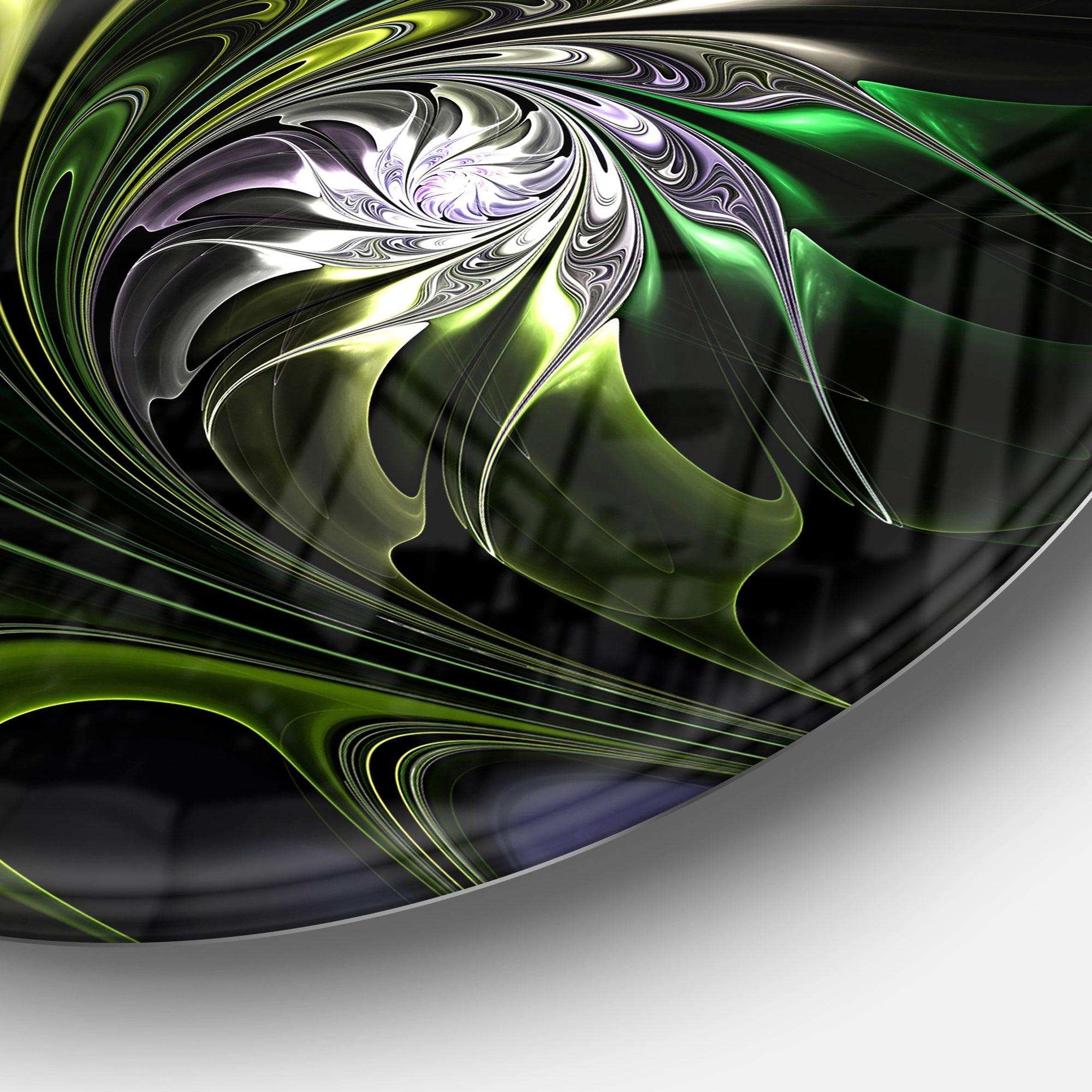 Multi Colored Green Stained Glass - Floral Metal Circle Wall Art