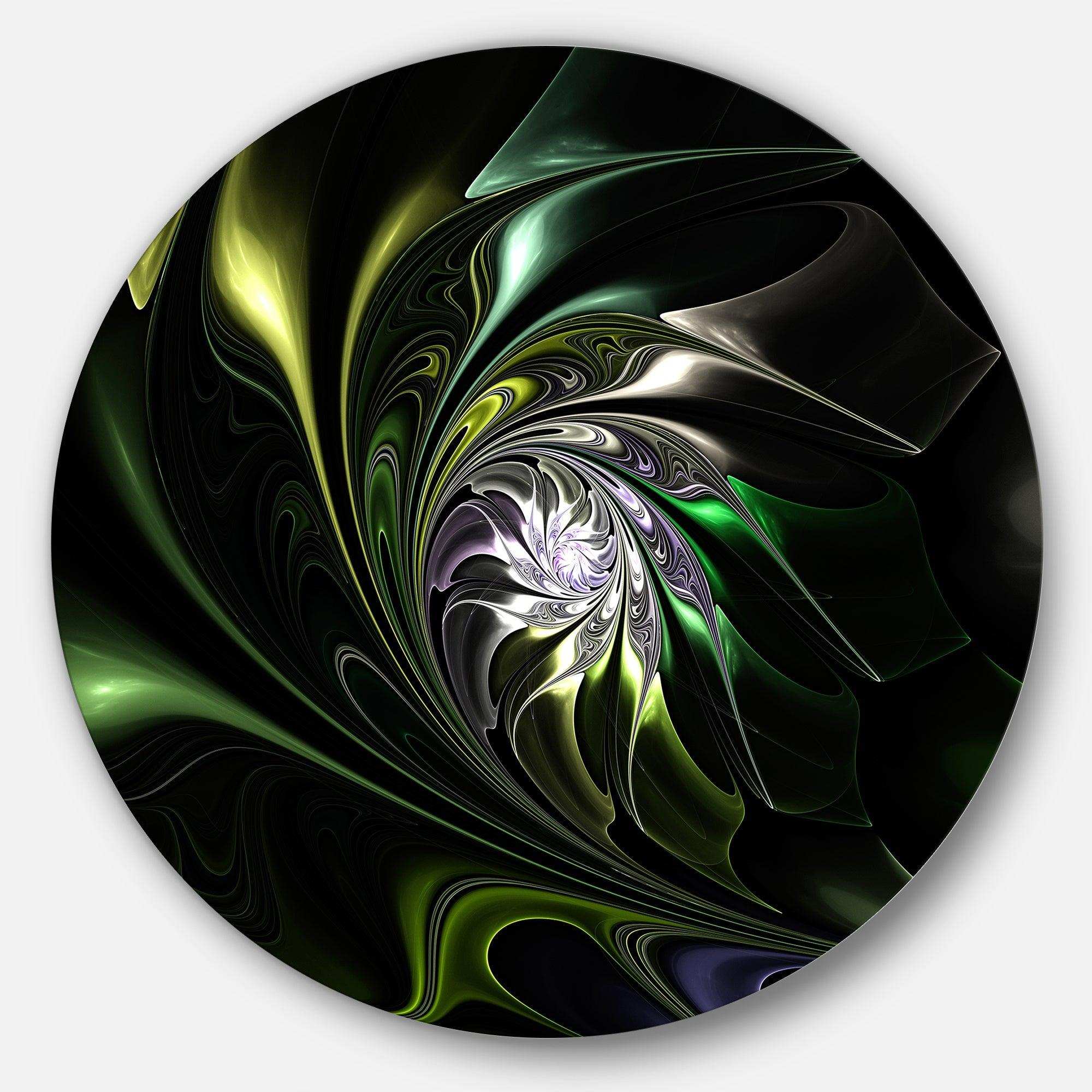 Multi Colored Green Stained Glass - Floral Metal Circle Wall Art