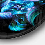 Multi Colored Blue Stained Glass - Floral Metal Circle Wall Art