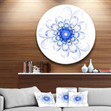 Blue Ideal Fractal Flower Design - Floral Round Metal Wall Art