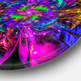 Ideal Fractal Flower Digital Art in Purple - Floral Oversized Circle Metal Wall Art
