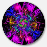 Ideal Fractal Flower Digital Art in Purple - Floral Oversized Circle Metal Wall Art