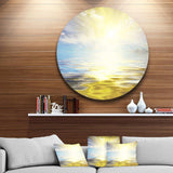 Wavy View of Sea in Yellow Blue - Sea & Shore Metal Circle Wall Art