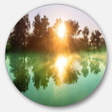 Beautiful Summer River At Sunset - Landscape Round Metal Wall Art