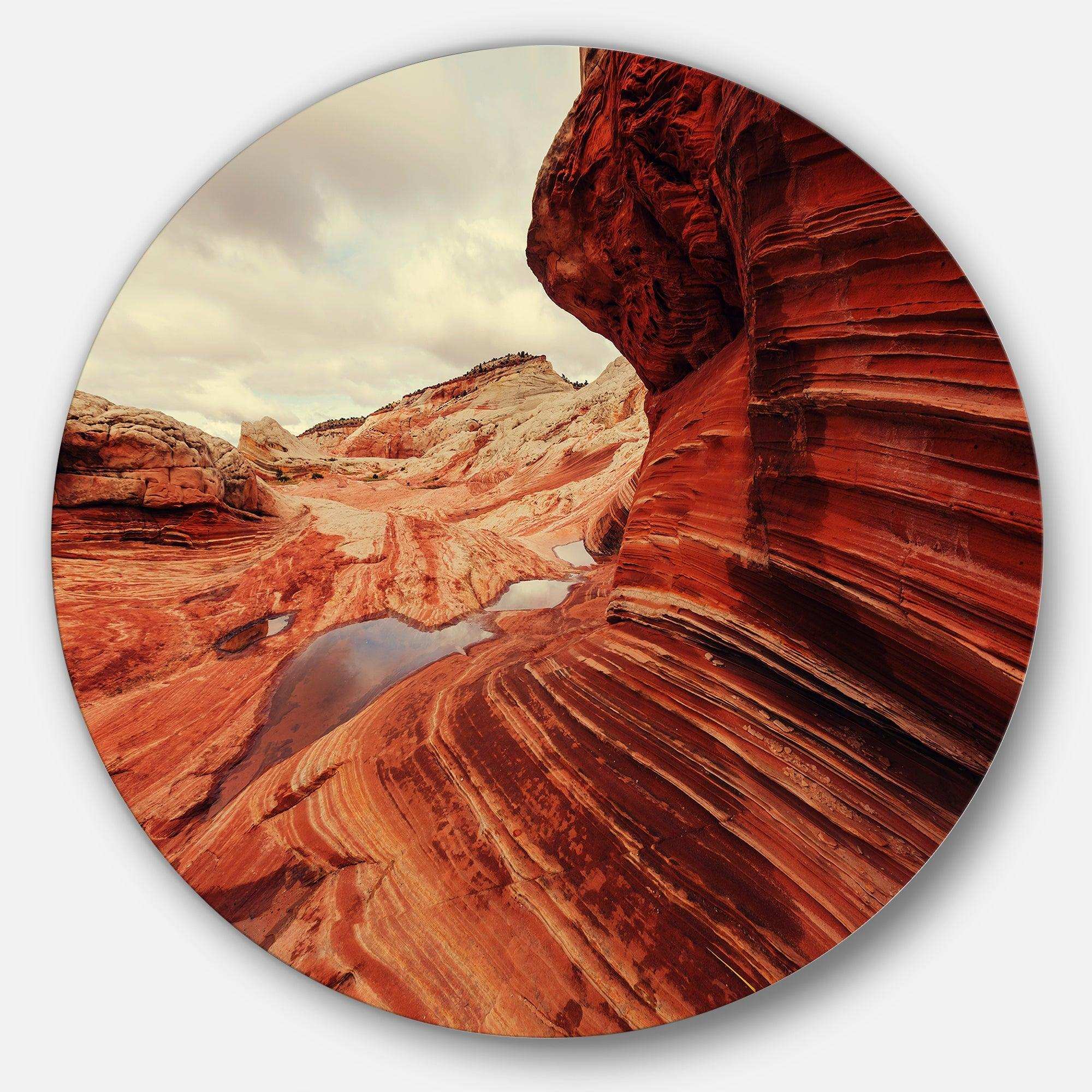 Vermillion Cliffs At Dawn View - Landscape Circle Metal Wall Decor