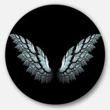 Angel Wings on Black Background - Abstract Circle Metal Wall Decor