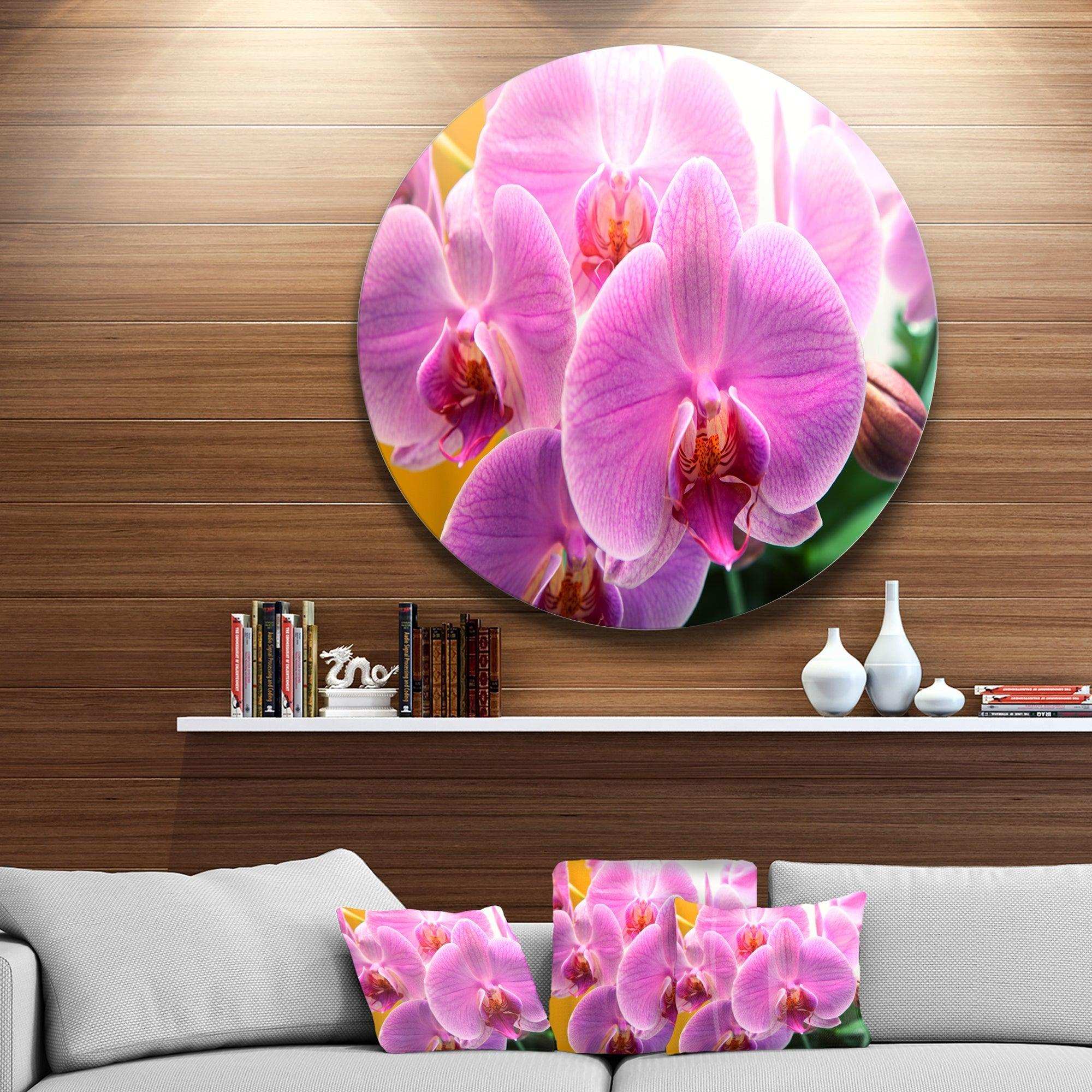 Beautiful Purple Orchid Flowers - Floral Round Metal Wall Art
