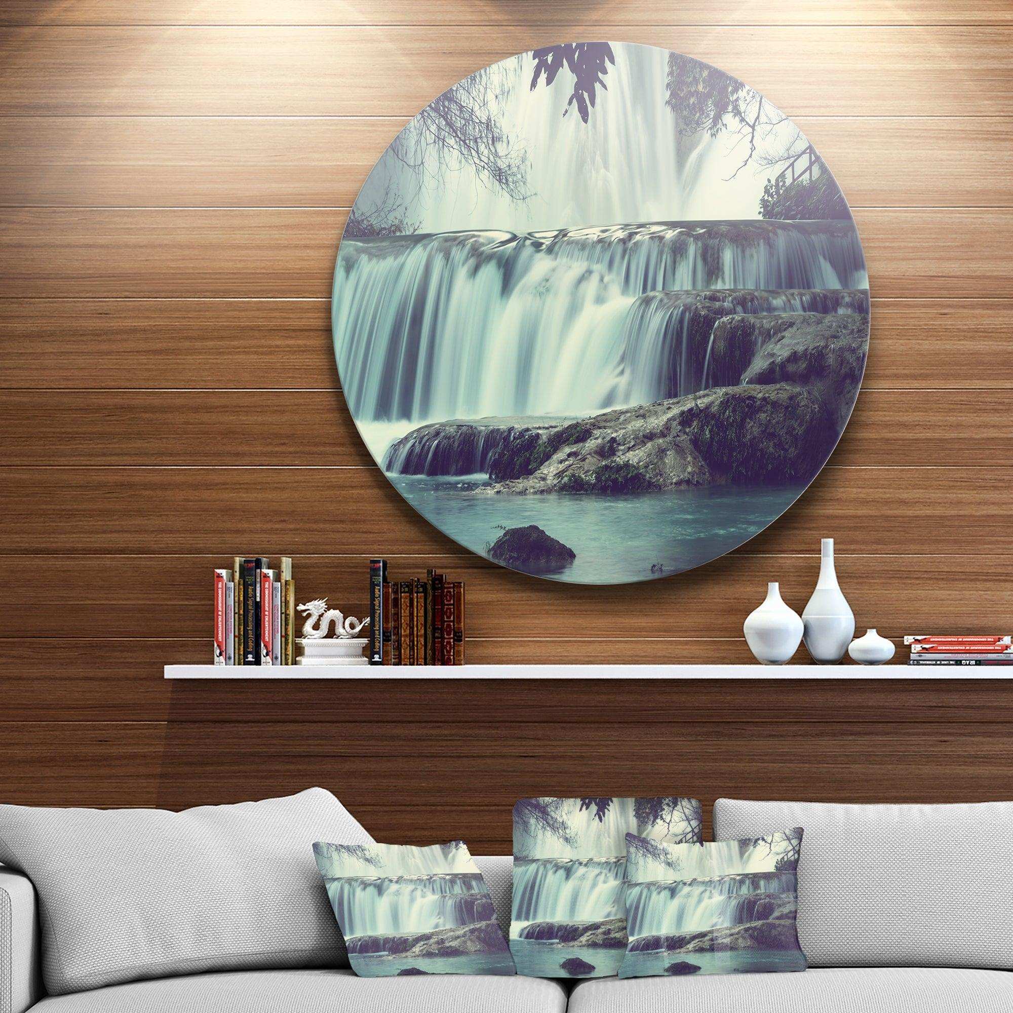 Amazing Waterfall in Mexico - Landscape Circle Metal Wall Decor