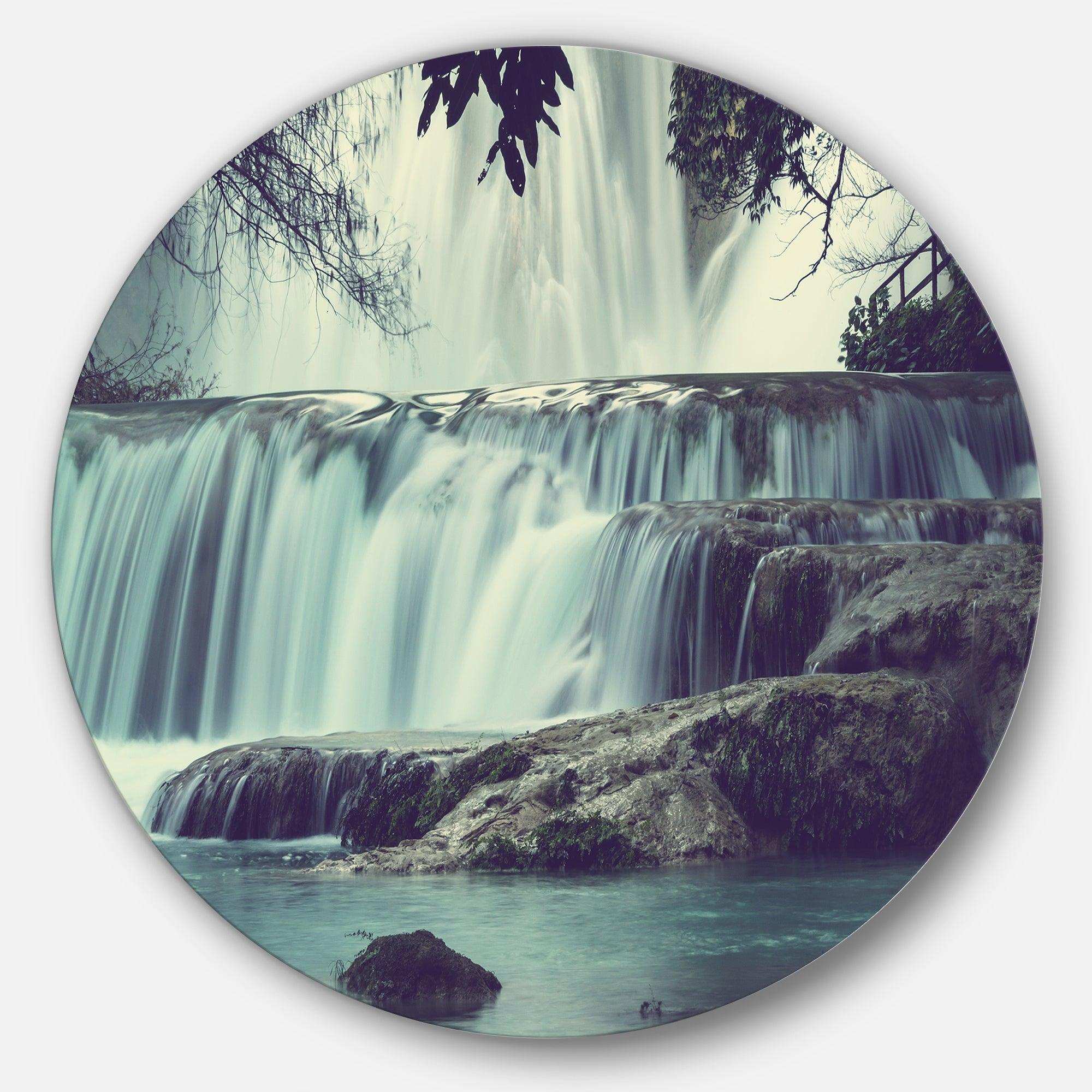 Amazing Waterfall in Mexico - Landscape Circle Metal Wall Decor