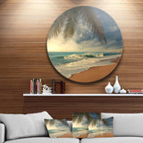 Beautiful Tropical Beach with Palms - Sea & Shore Circle Metal Wall Decor