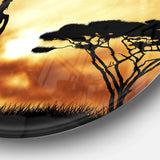 African Woman and Lonely Tree - Landscape Circle Metal Wall Decor
