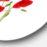 Isolated Red Poppy Flowers - Floral Metal Circle Wall Art