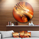 Golden Abstract Fractal Design - Abstract Metal Circle Wall Art