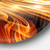 Golden Abstract Fractal Design - Abstract Metal Circle Wall Art