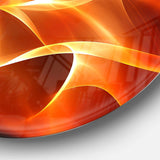 Orange 3d Abstract Fractal Waves - Abstract Oversized Circle Metal Wall Art