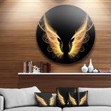 Golden Angel Wings on Black - Abstract Circle Metal Wall Art