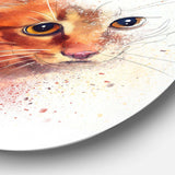 Beautiful Brown Kitten Watercolor - Animal Metal Circle Wall Art