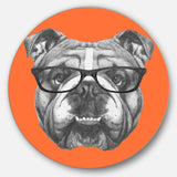 English Bulldog with Glasses - Animal Circle Metal Wall Decor