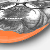 English Bulldog with Glasses - Animal Circle Metal Wall Decor
