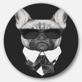 French Bulldog Fashion Portrait - Animal Metal Circle Wall Art