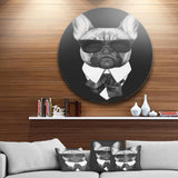 French Bulldog Fashion Portrait - Animal Metal Circle Wall Art