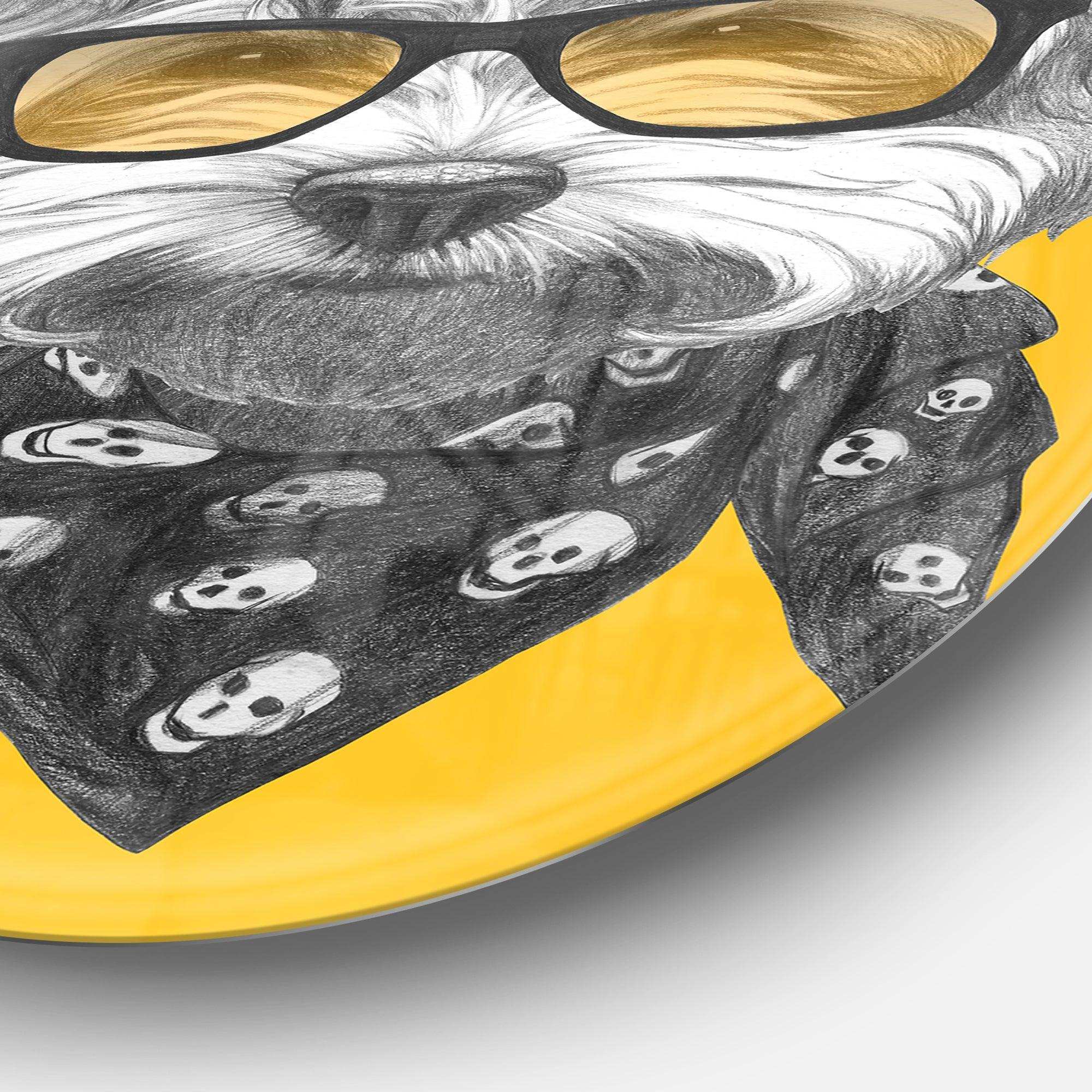 Maltese Poodle with Sunglasses - Animal Round Metal Wall Art