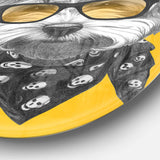 Maltese Poodle with Sunglasses - Animal Round Metal Wall Art