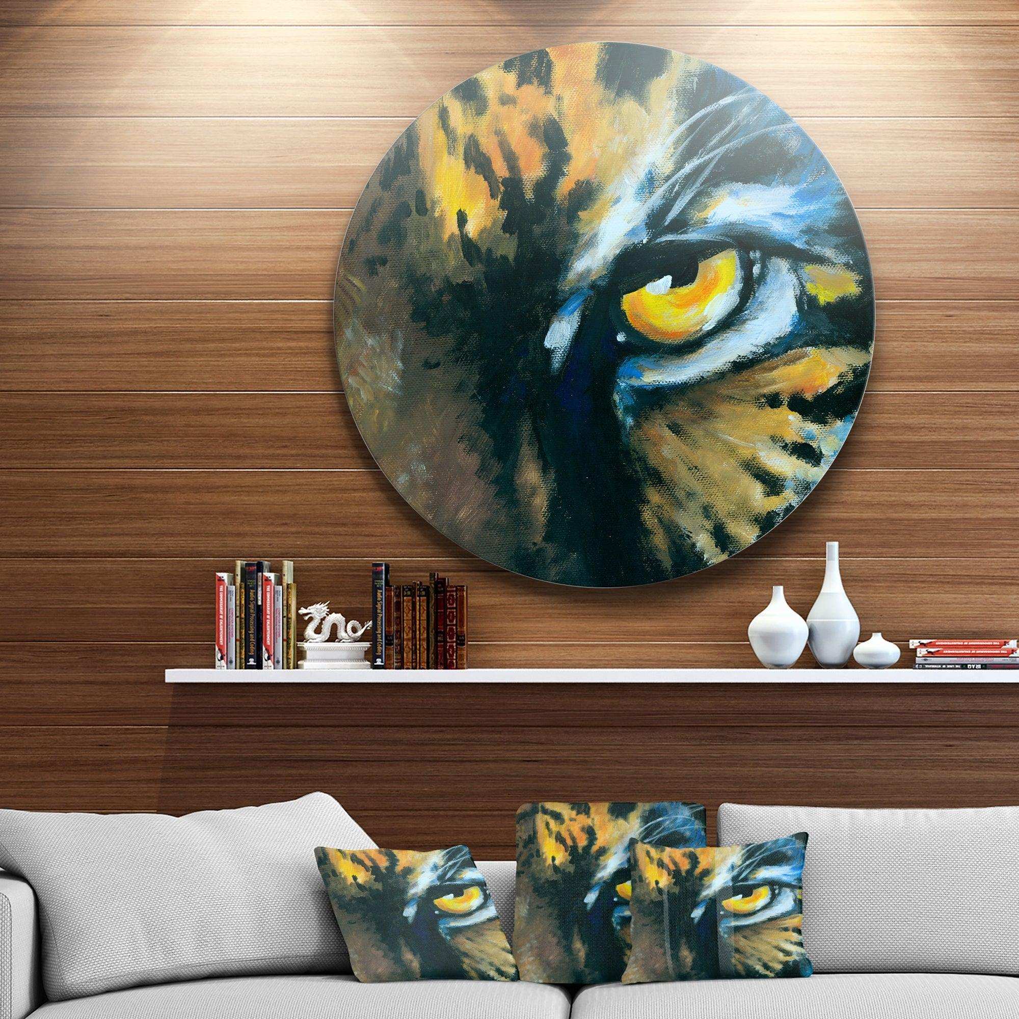 Ferocious Eye of Tiger - Animal Oversized Circle Metal Wall Art