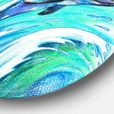 Jumping Dolphin Watercolor - Animal Round Metal Wall Art