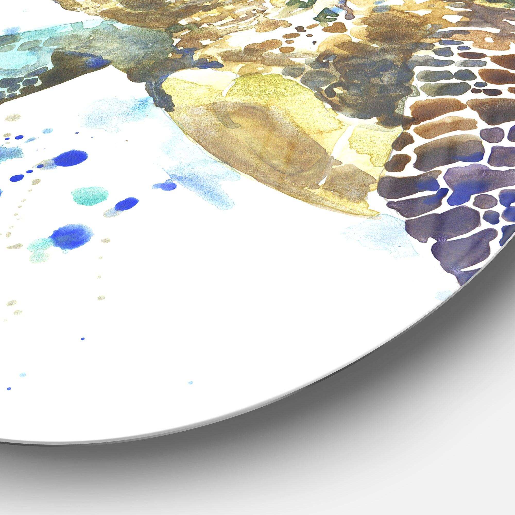 Blue Sea Turtle - Animal Circle Metal Wall Decor