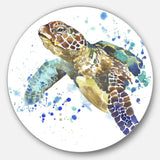 Blue Sea Turtle - Animal Circle Metal Wall Decor
