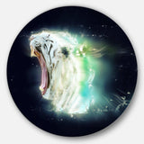 White Tiger with Open Jaws - Animal Metal Circle Wall Art