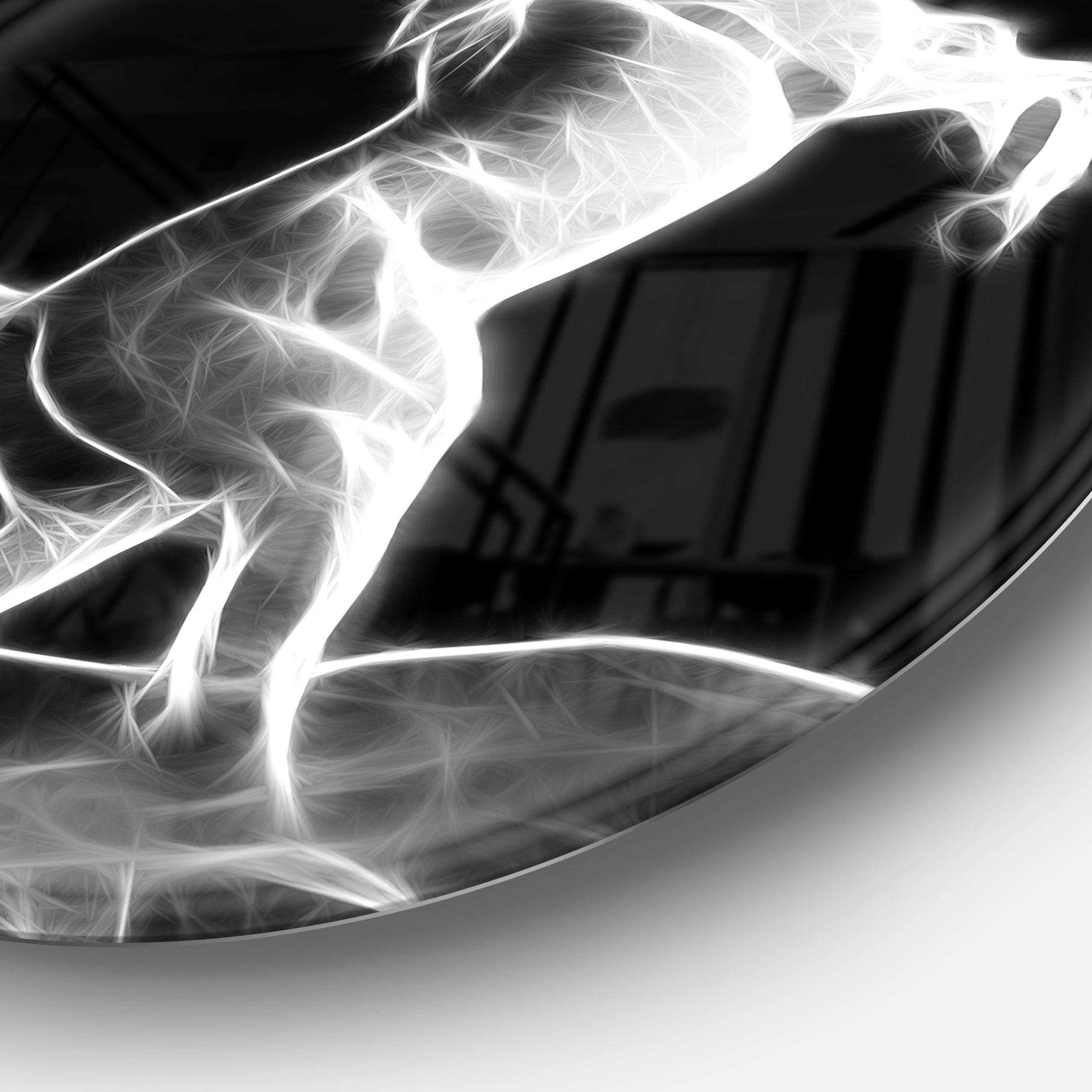 Large White Horse Sculpture - Animal Circle Metal Wall Decor