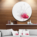 Rose Flowers Sketch with Color Splashes - Floral Round Metal Wall Art
