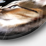 Cat with Butterflies on Black - Animal Circle Metal Wall Decor