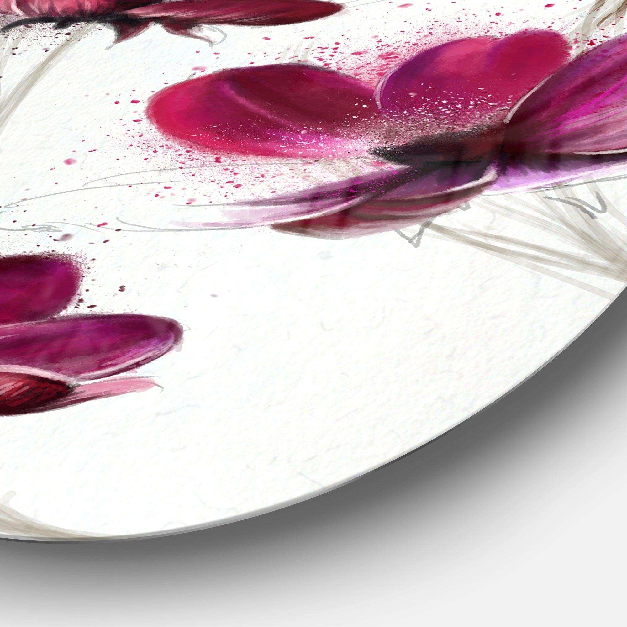 Lovely Red Watercolor Poppies - Floral Round Metal Wall Art