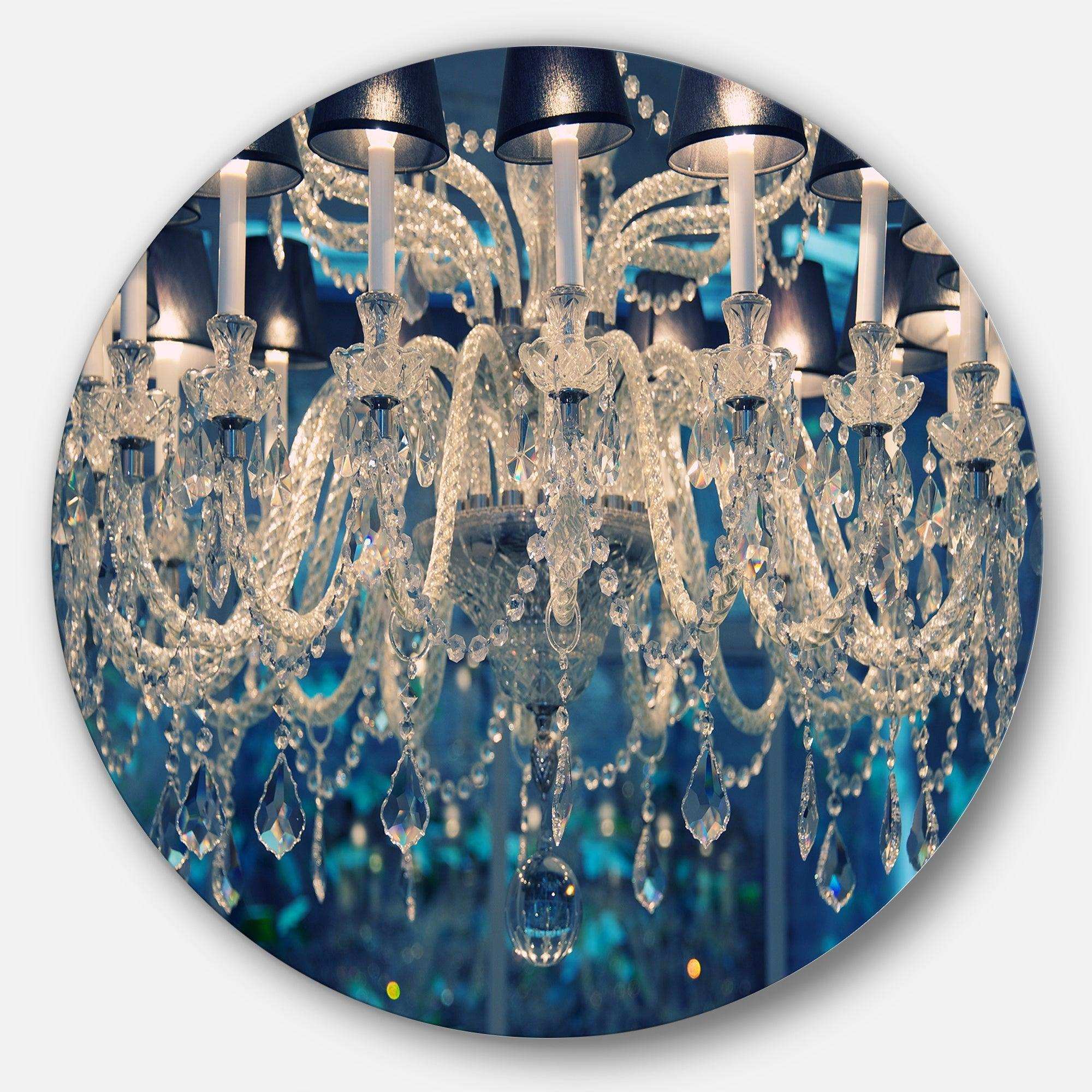 Blue Vintage Crystal Chandelier - Floral Circle Metal Wall Decor